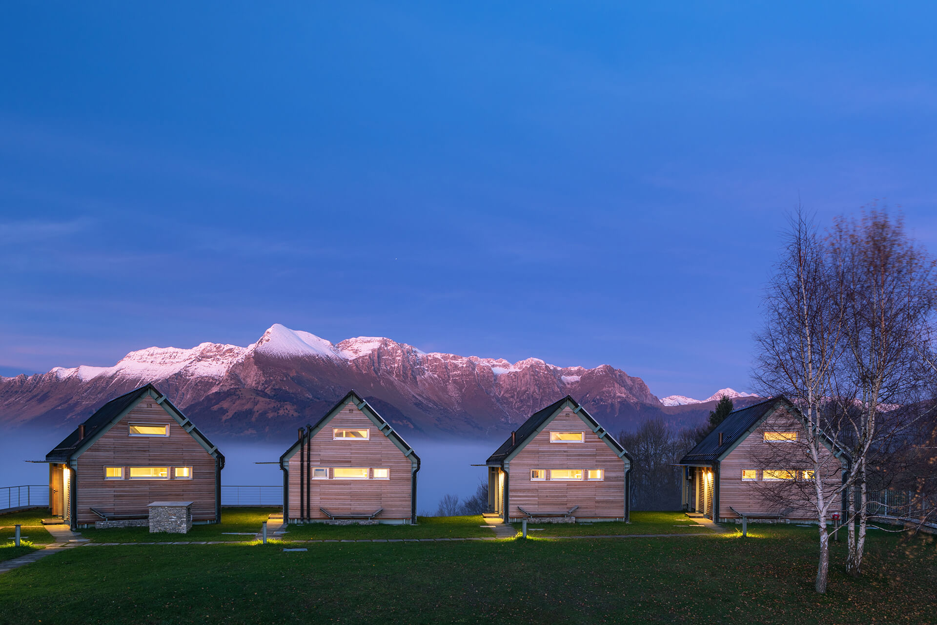 Nebesa Chalets under the night sky